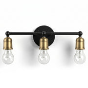 3 Light Wall Sconce, Vanity Light, No Bulbs Included - Black / Gold