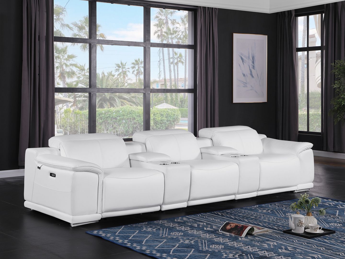 9762 - 5-Piece Modular Power Reclining Sofa And Loveseat Set With 3 Power Recliners In