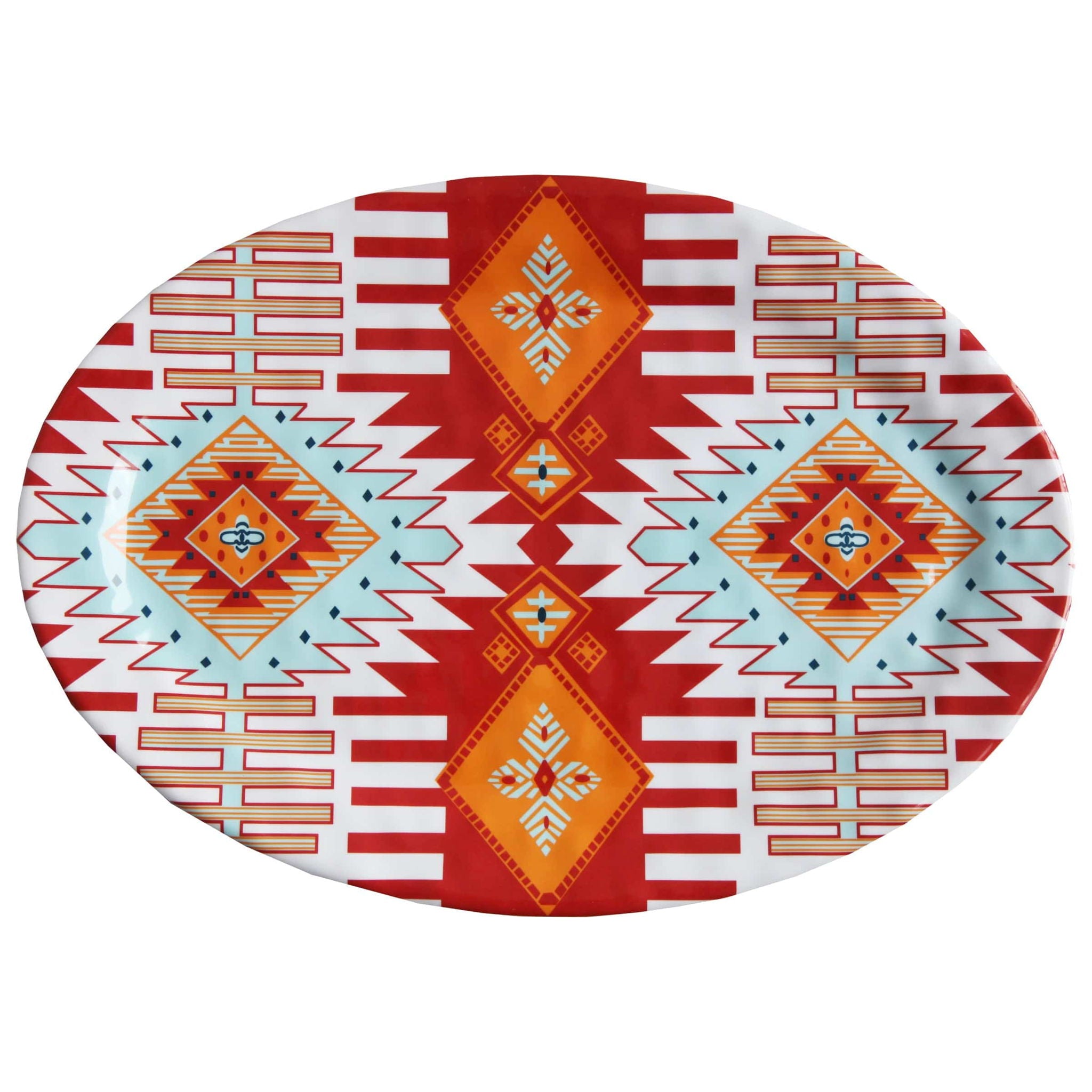 Southwest Melamine - Serving Platter - White / Orange / Red