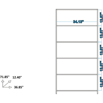 Olinda - Modern 5 Shelf Open Bookcase