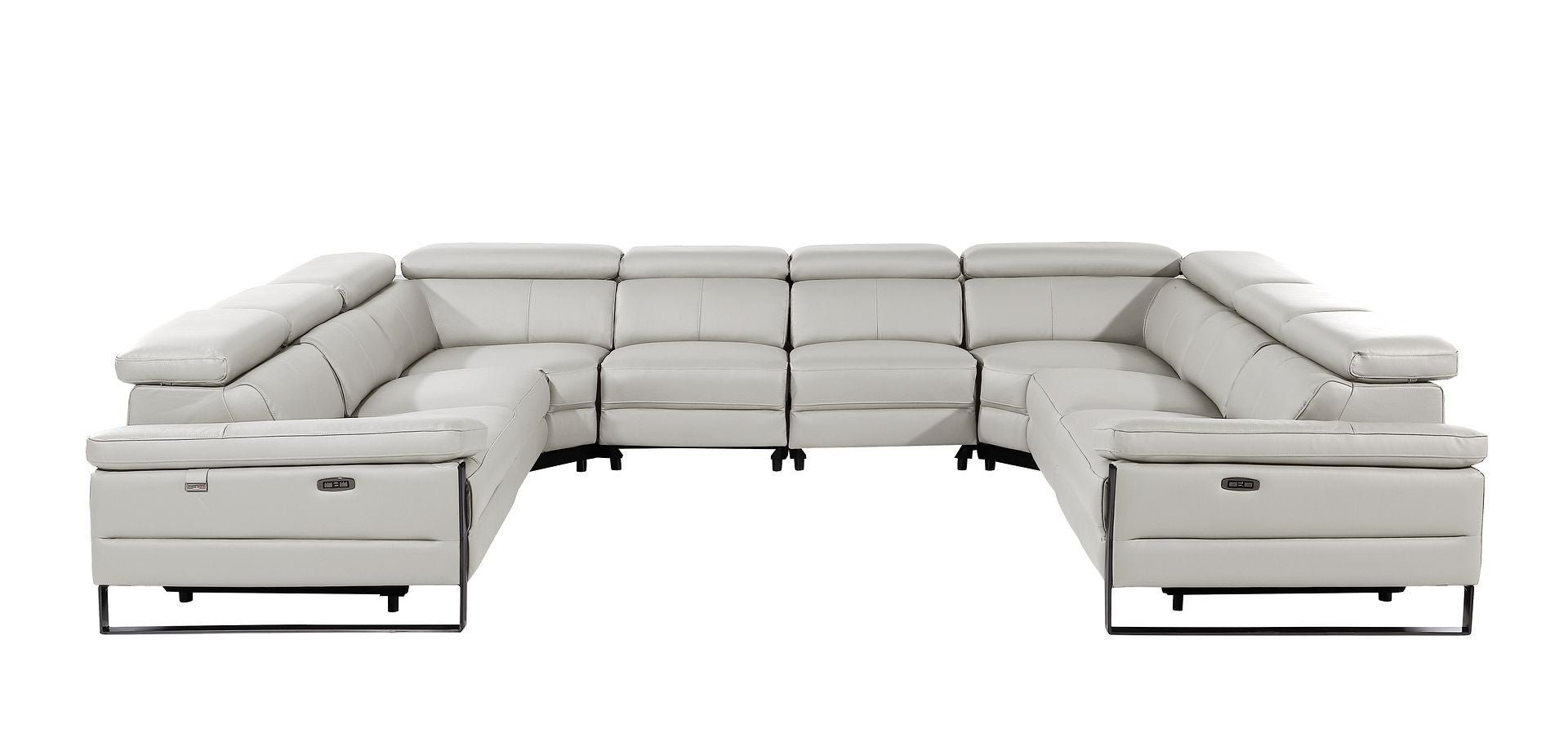 1246 - 8-Piece U-Shaped Modular Power Reclining Sectional With 4 Power Recliners And Power Headrests