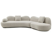 Sofa With Crescent Shape And Butterfly Backrest, Includes 2 Pillows - Beige