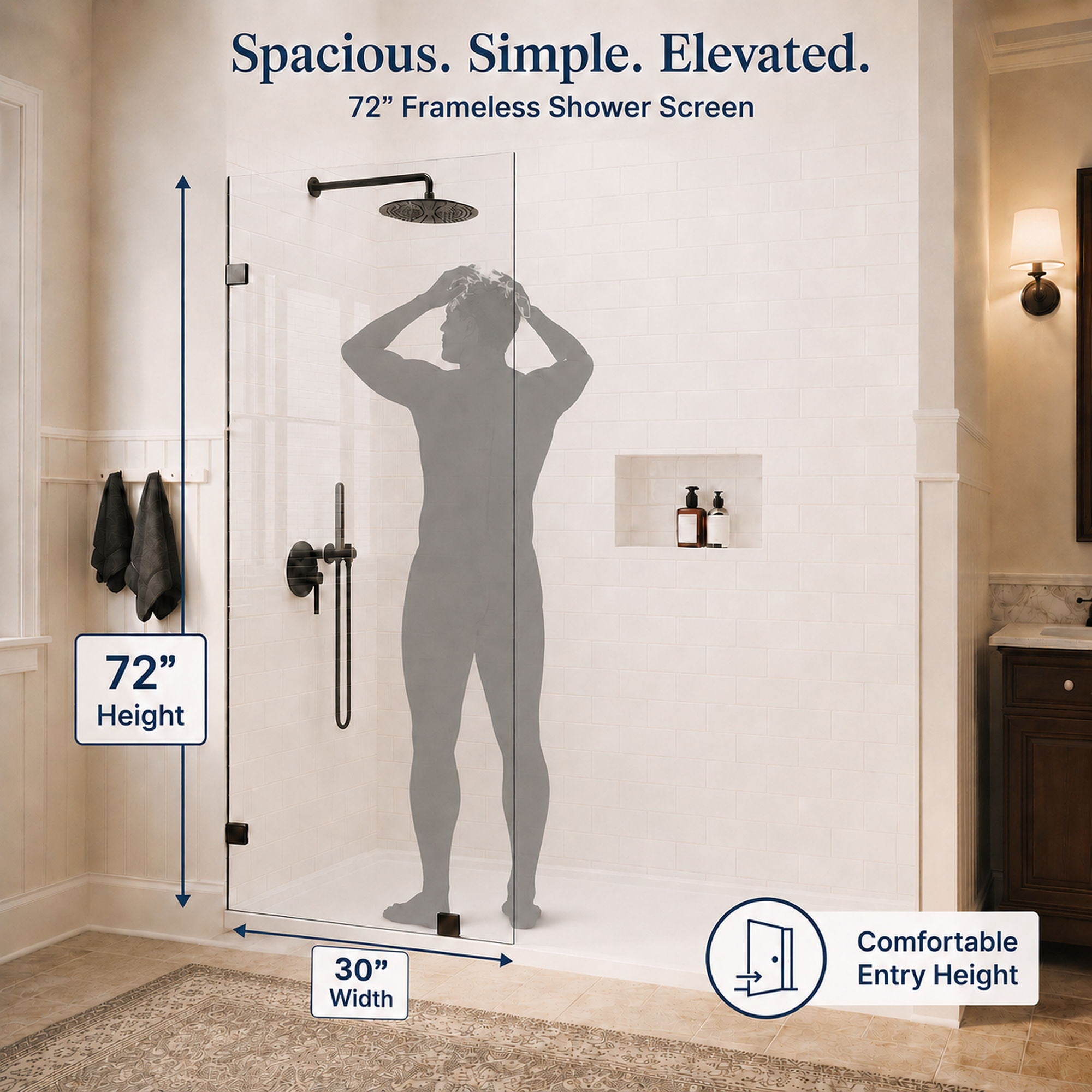 Frameless Walk-In Shower Glass Panel