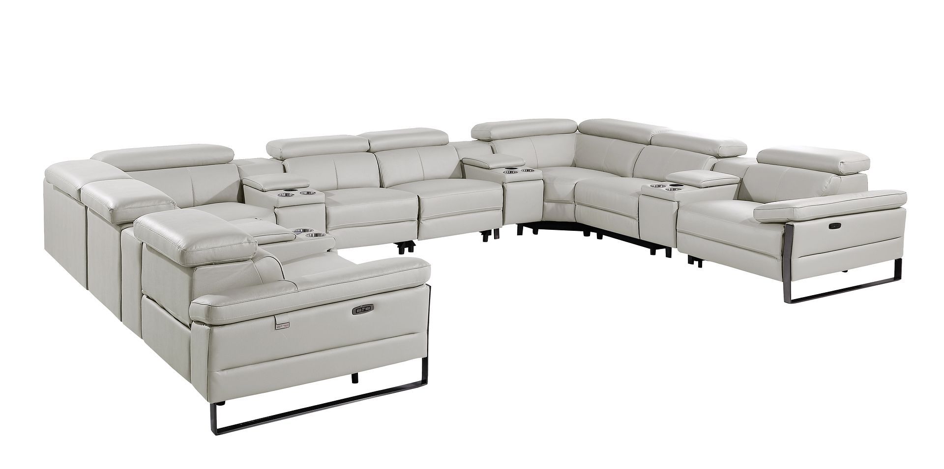 1246 - 12-Piece U-Shaped Modular Power Reclining Sectional With 4 Power Recliners And Power Headrests