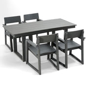 5 Piece Outdoor Dining Set, Table With Umbrella Hole And 4 Armrest Chairs