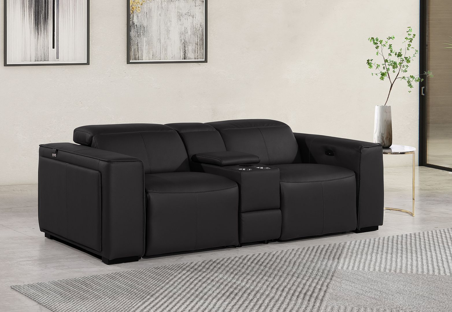 1224 - 3-Piece Modular Power Reclining Loveseat In With 2 Power Recliners & Power Headrests