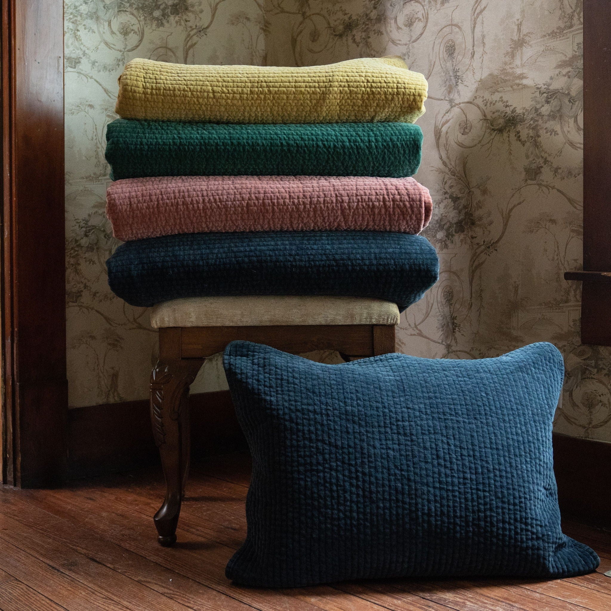 Stonewashed Cotton Velvet - Full/Queen Quilt - Fern Green