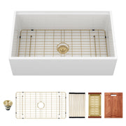 Workstation Single Bowl, Apron Front Kitchen Sink - White