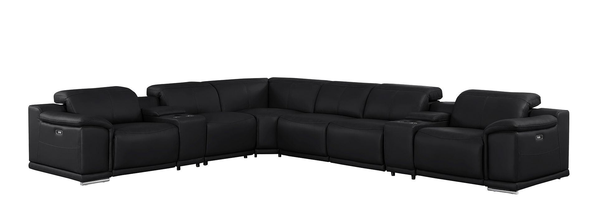 2679 - 8-Piece L-Shaped Power Reclining Sectional In Genuine Leather (4 Recliners)