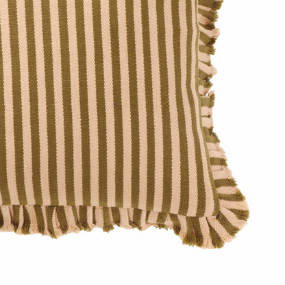 Alessia - 20" Square Striped Ruffle Accent Pillow Cover