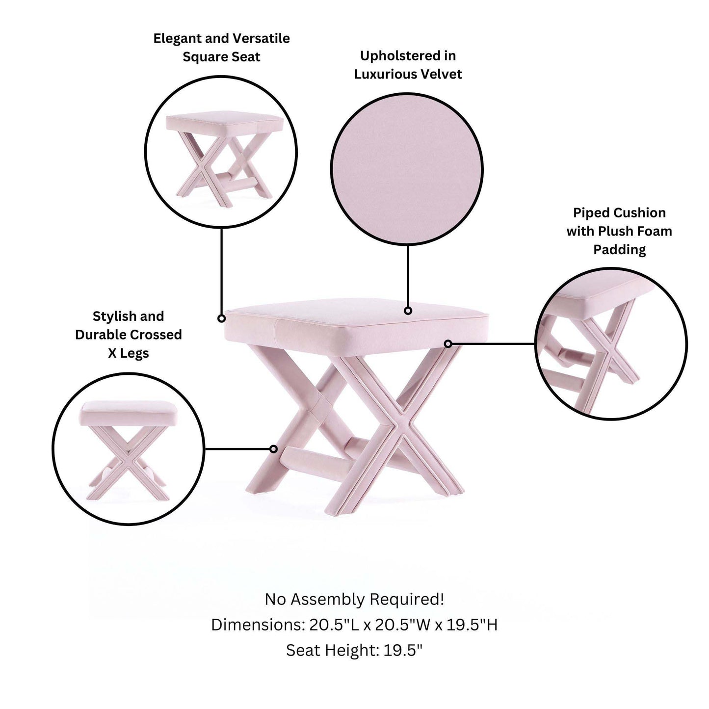 Abigail - Accent Bench With Piped Cushion
