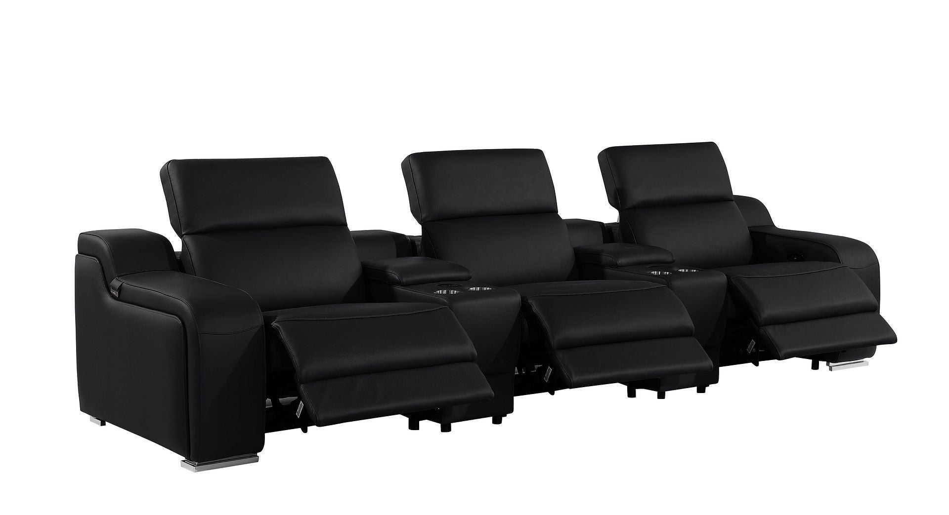 1116 - 5-Piece Modular Power Reclining Sofa In With 3 Power Recliners & Power Headrests