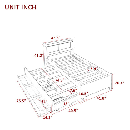 Bed With Twin Trundle, Drawers