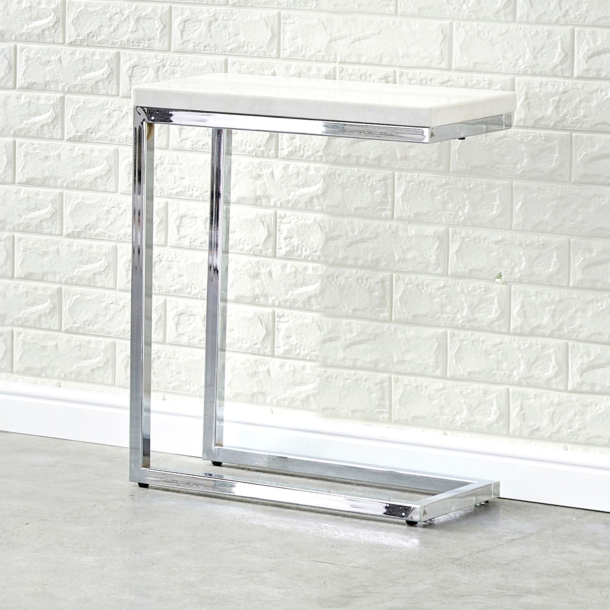 Echo - Marble Top Chairside Table - White