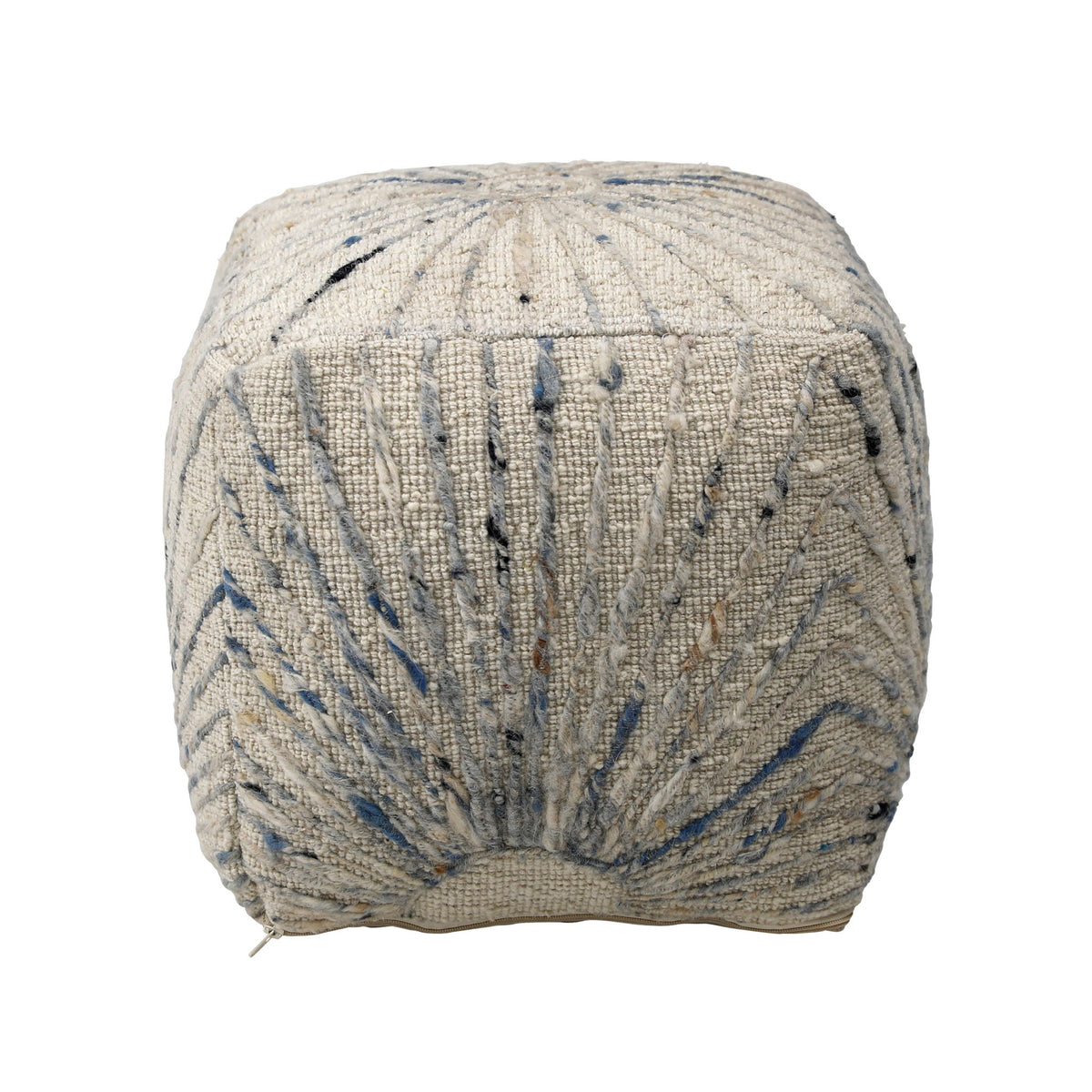 Kathleen - Pouf - Ivory And Blue