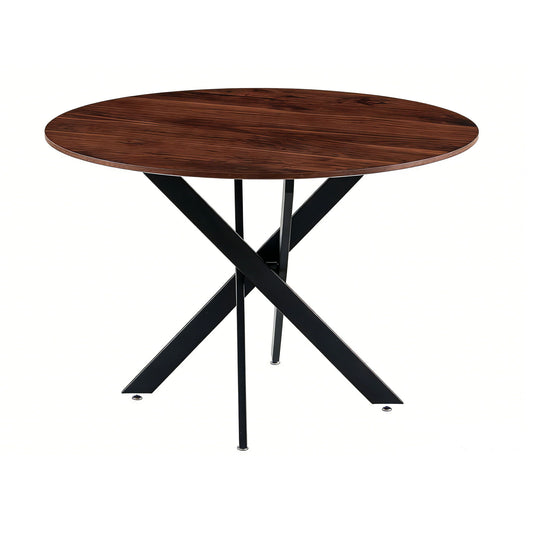 Mid-Century Dining Table For 4 - 6 People With Round MDF Table Top, Pedestal Dining Table, End Table Leisure Coffee Table, Cross Leg