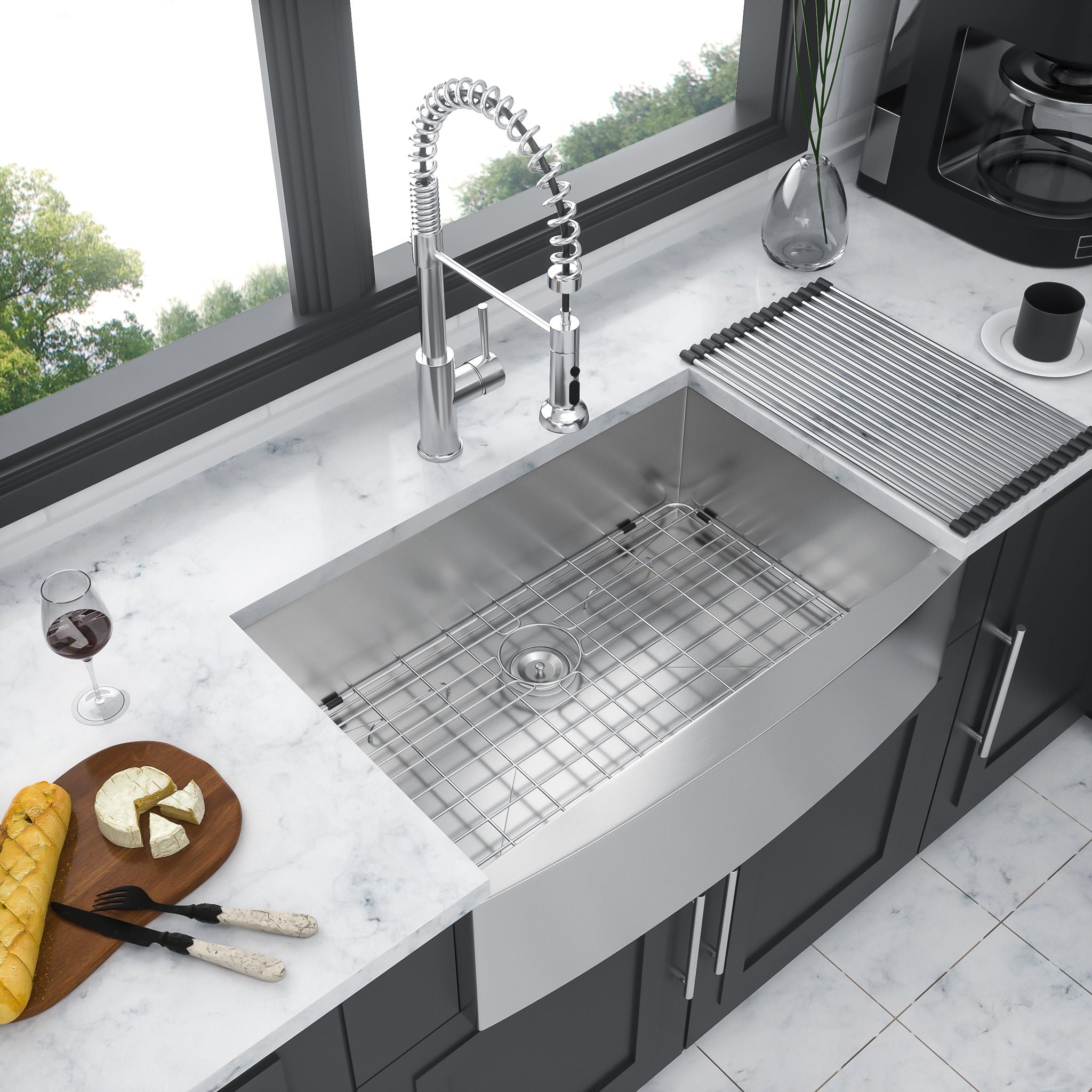 Farmhouse Kitchen Sink Stainless Steel Apron Front