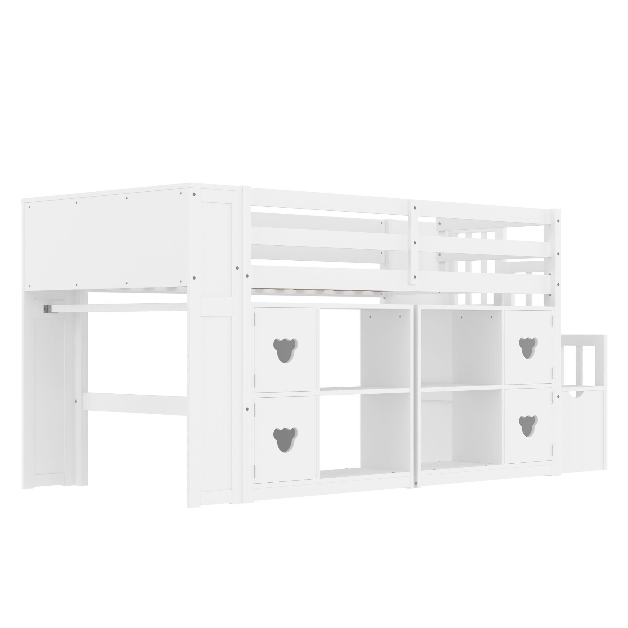 Loft Bed With Storage Cabinets, Staircase Drawers & LED Lights - Thumbnail 3