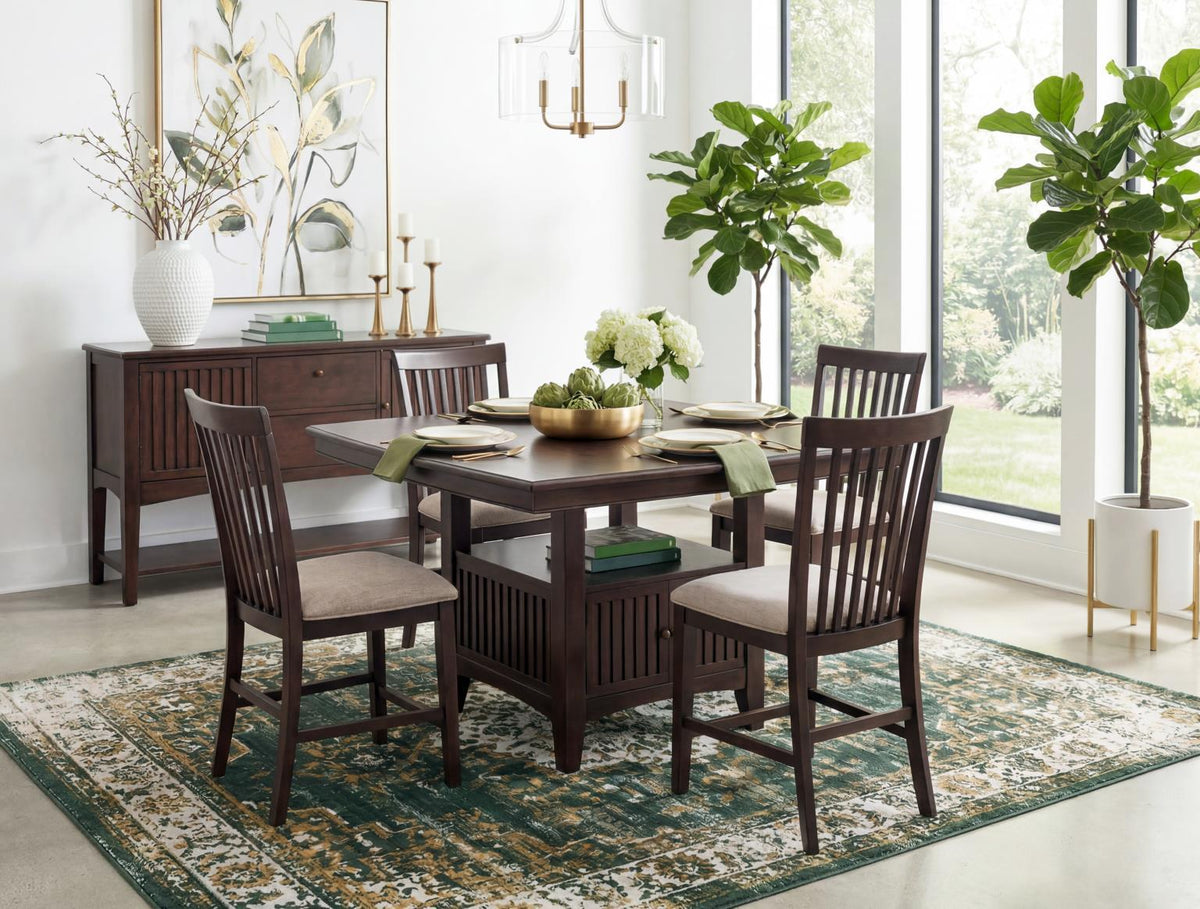 Caldwell - Complete Counter Height Dining Table With Storage Base - Espresso