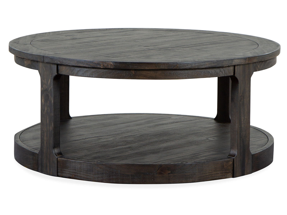 Boswell - Round Cocktail Table (With Casters) - Peppercorn