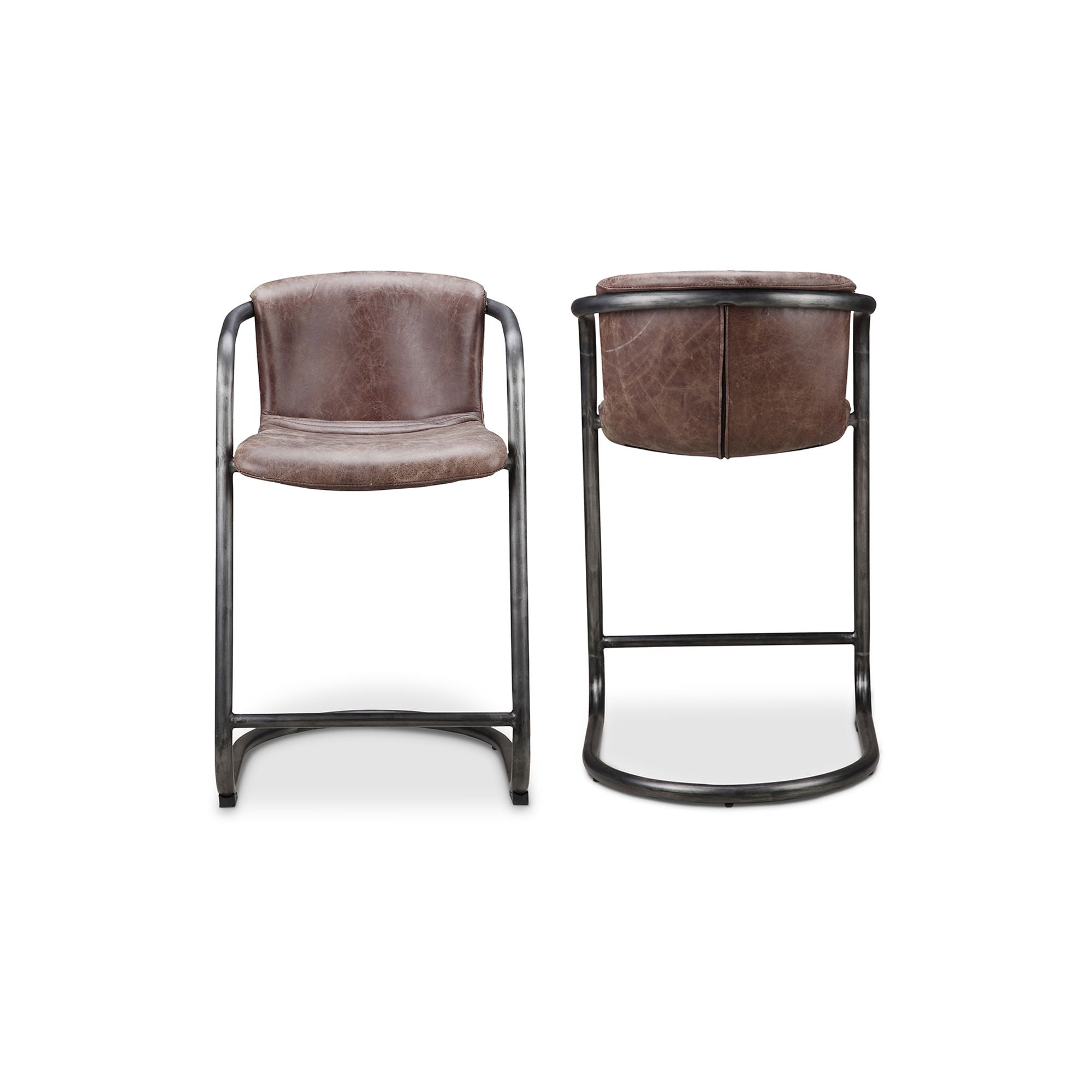 Freeman Leather Counter Stool (Set of 2) - Thumbnail 2