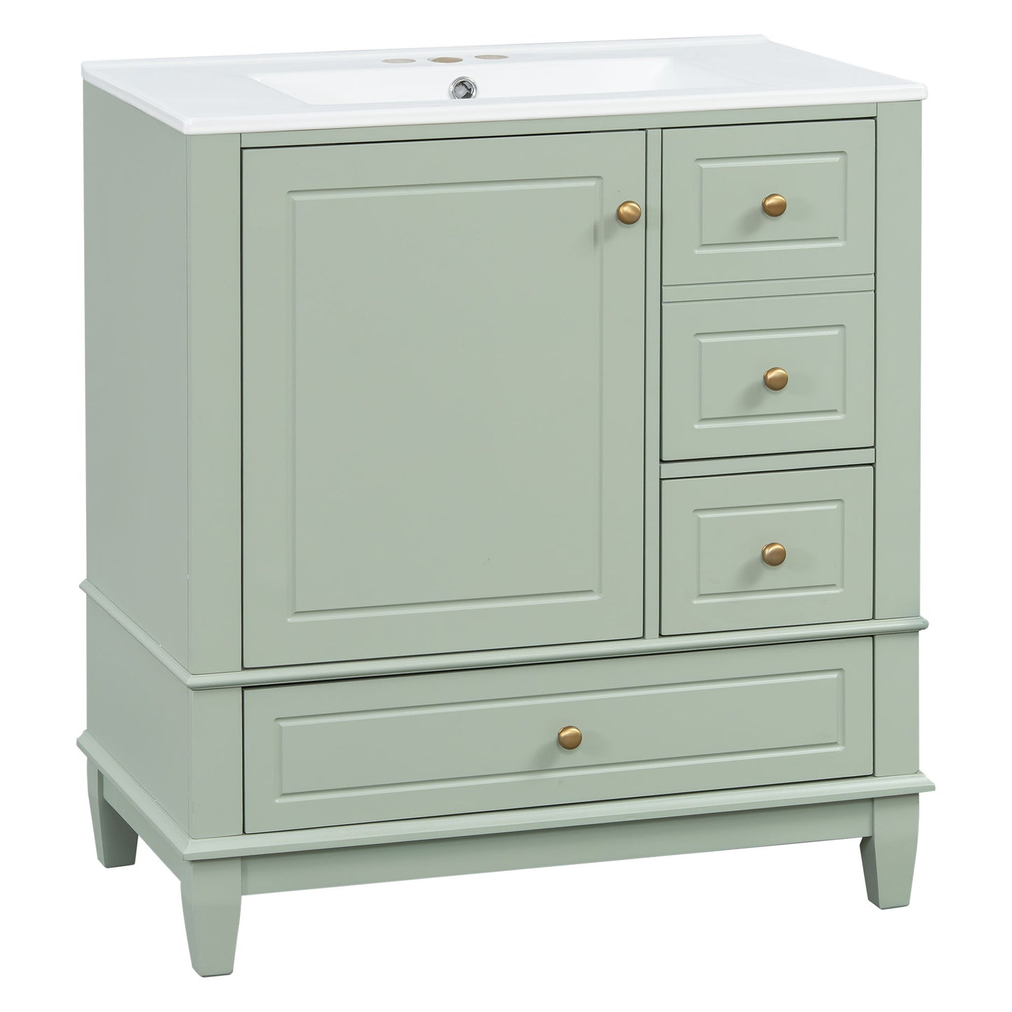 Freestanding Bathroom Vanity With Sink, Soft Close Door, 3 Drawers