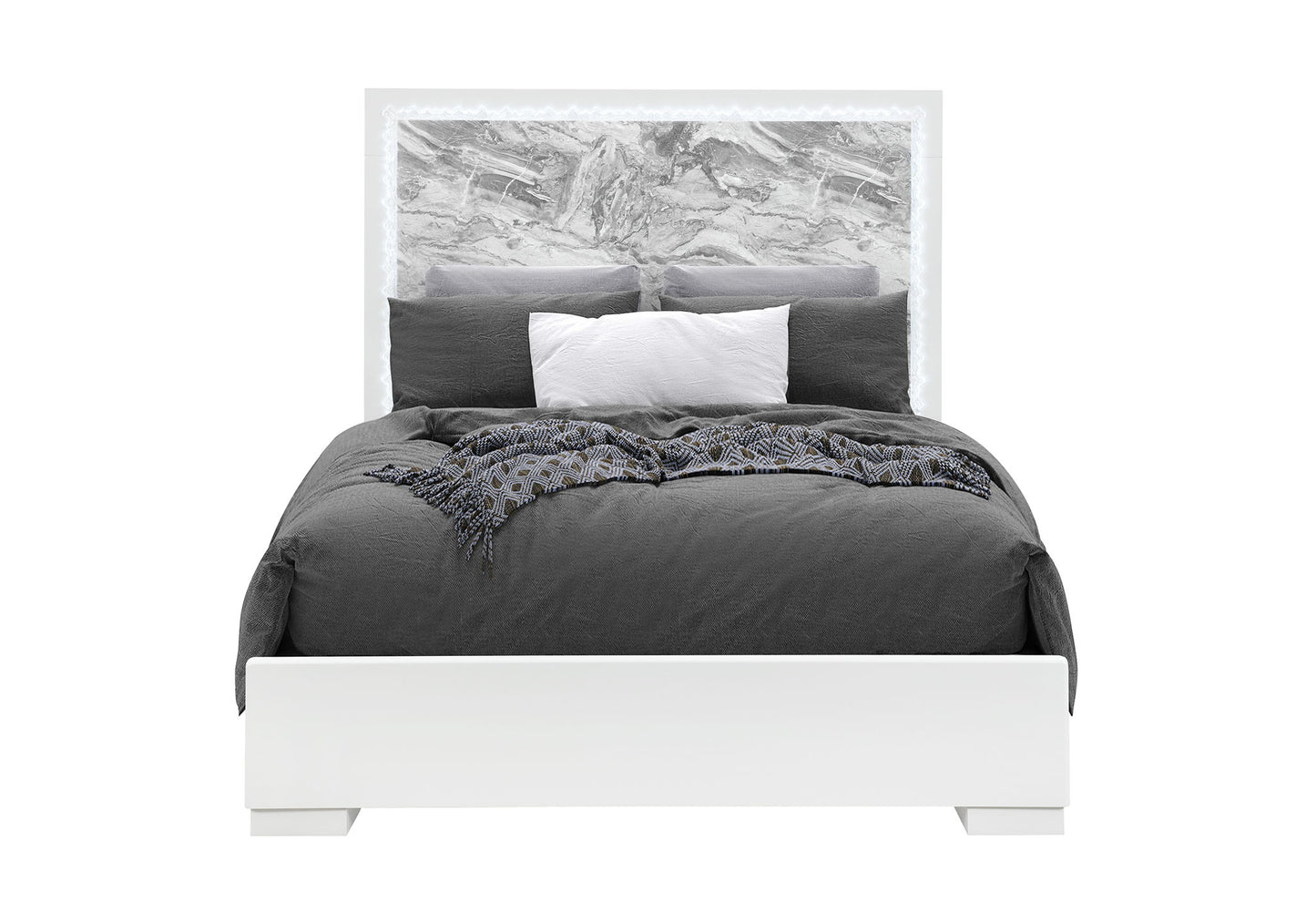 Naomi - Full Bed With LED - Silver