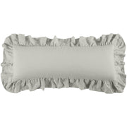 Luna - Washed Linen Ruffled Lumbar Pillow - Light Gray
