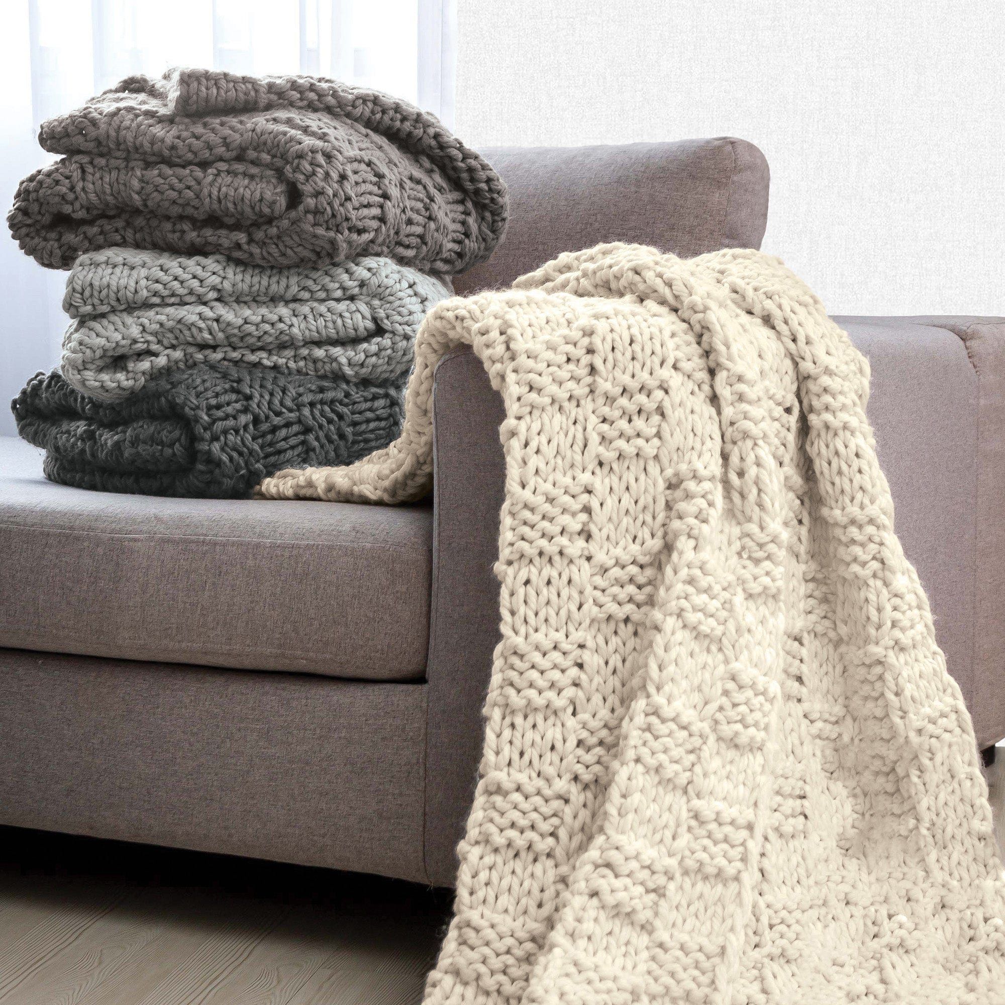 Chess Knit - Throw - Gray