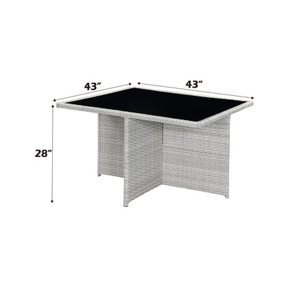 Paitalyi - 9 Piece Bistro Set - Blue Fabric & Wicker