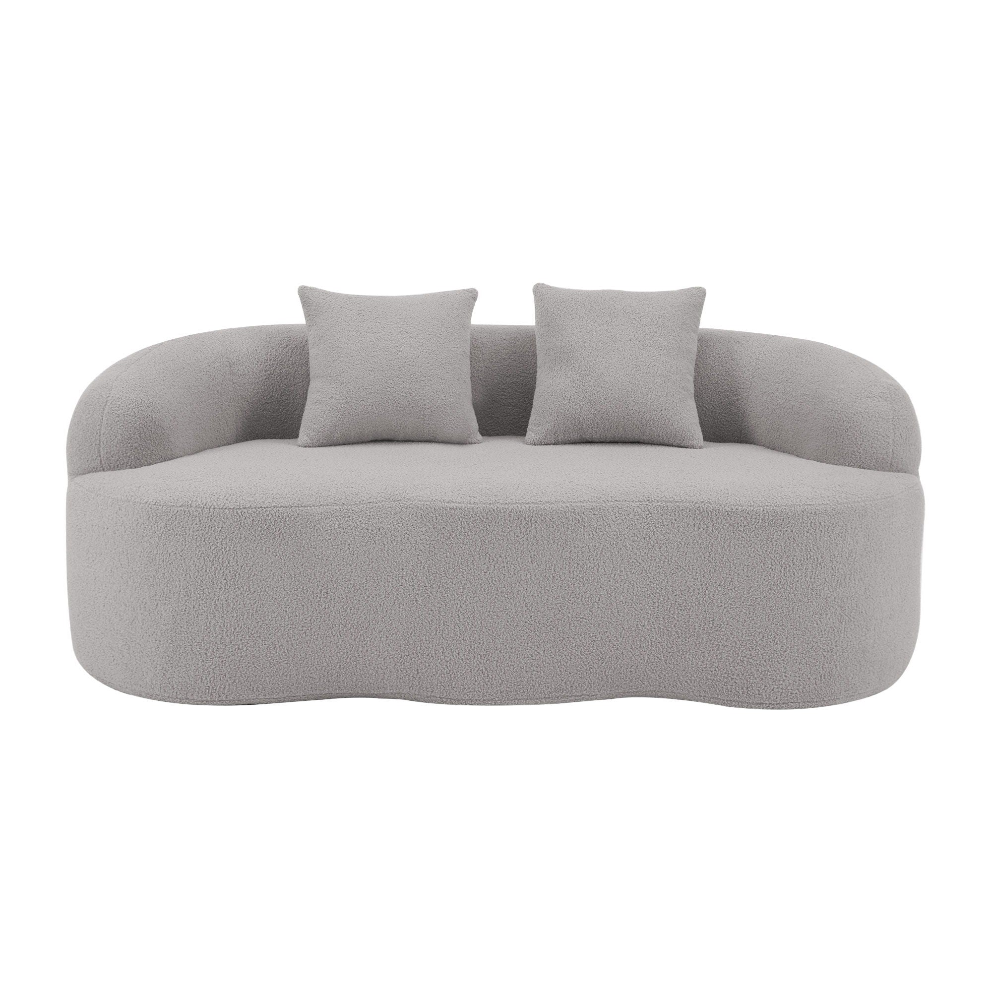 Curved Loveseat Sofa With Round Armrest