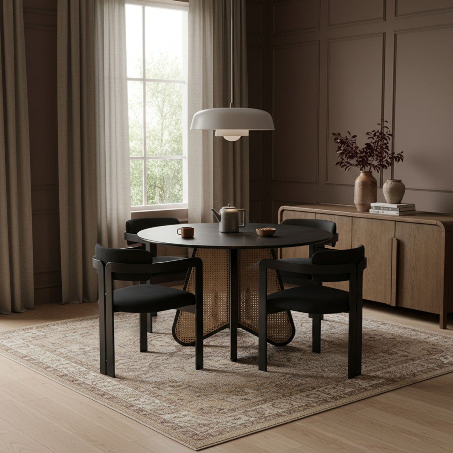 Aurum - Vegan Leather Upholstered Dining Chair With Graphite Black Base (Set of 2)