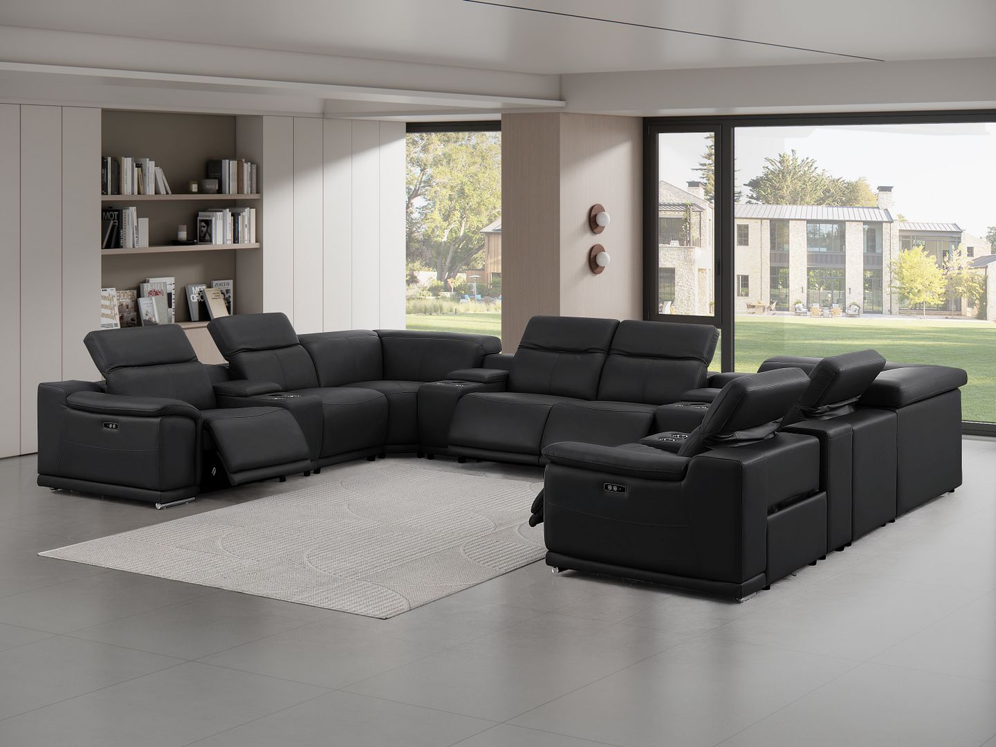 2679 - 12-Piece U-Shaped Power Reclining Sectional In Genuine Leather (4 Recliners)