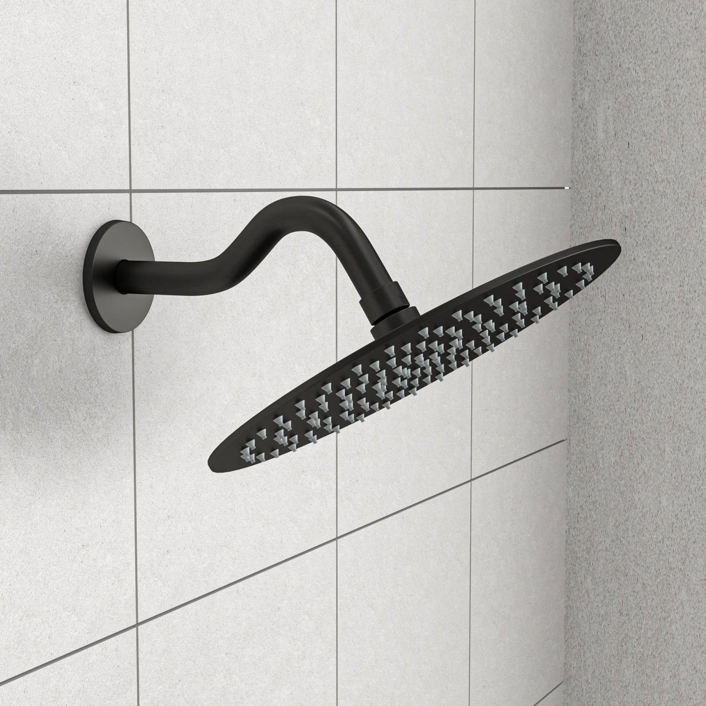 8" Shower Arm With Flange, Adjustable Angles - Matte Black