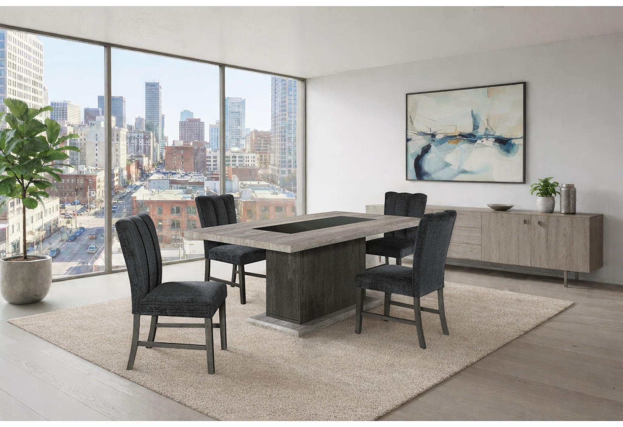 D8030 - 6 Piece Dining Room Set (Dining Table With 2 Storage Drawers And 1 Storage Door, 4 Dining Chairs And Bench) - Black / Brown