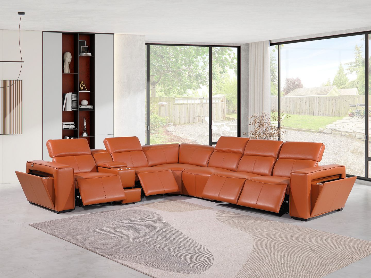 1224 - 7-Piece L-Shaped Sectional Sofa In With 4 Power Recliners & Power Headrests