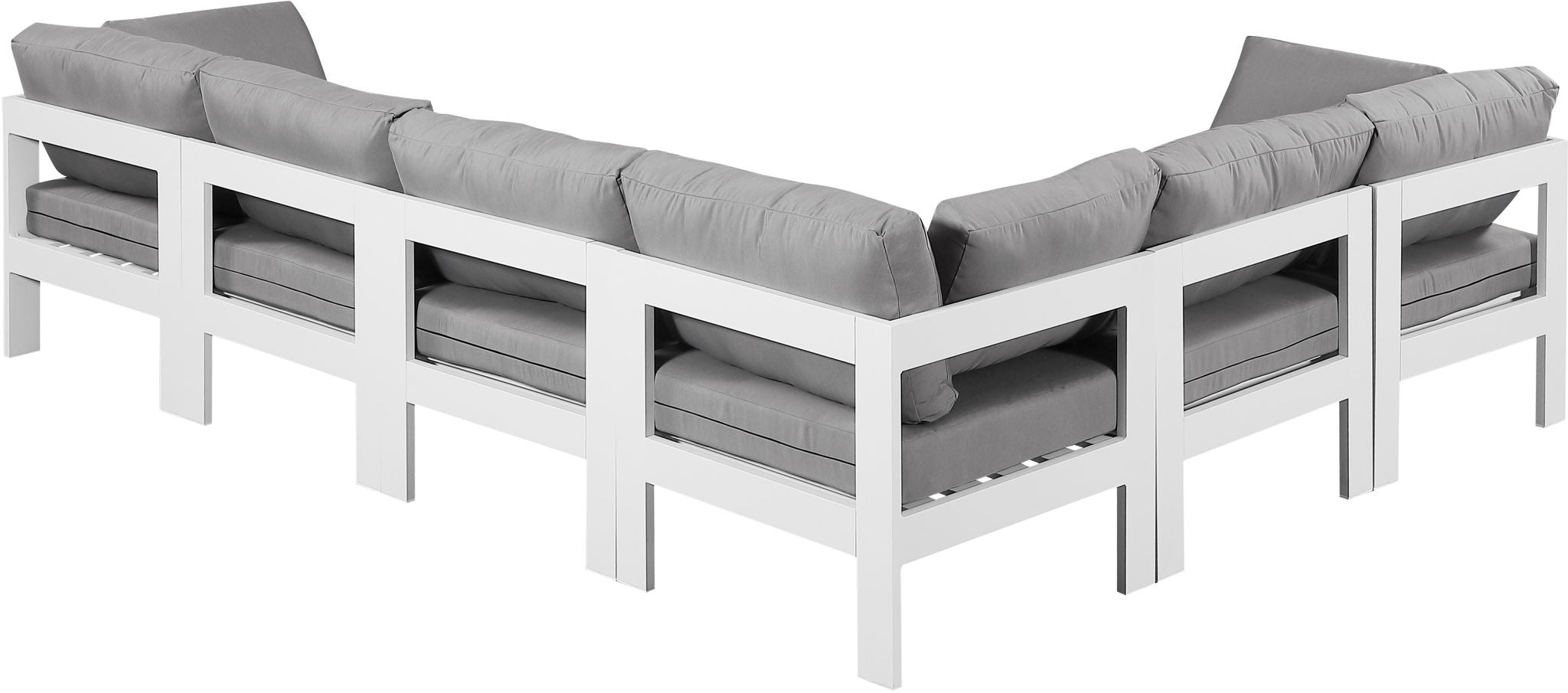 Nizuc - Outdoor Patio 6 Piece Modular Sectional With White Frame