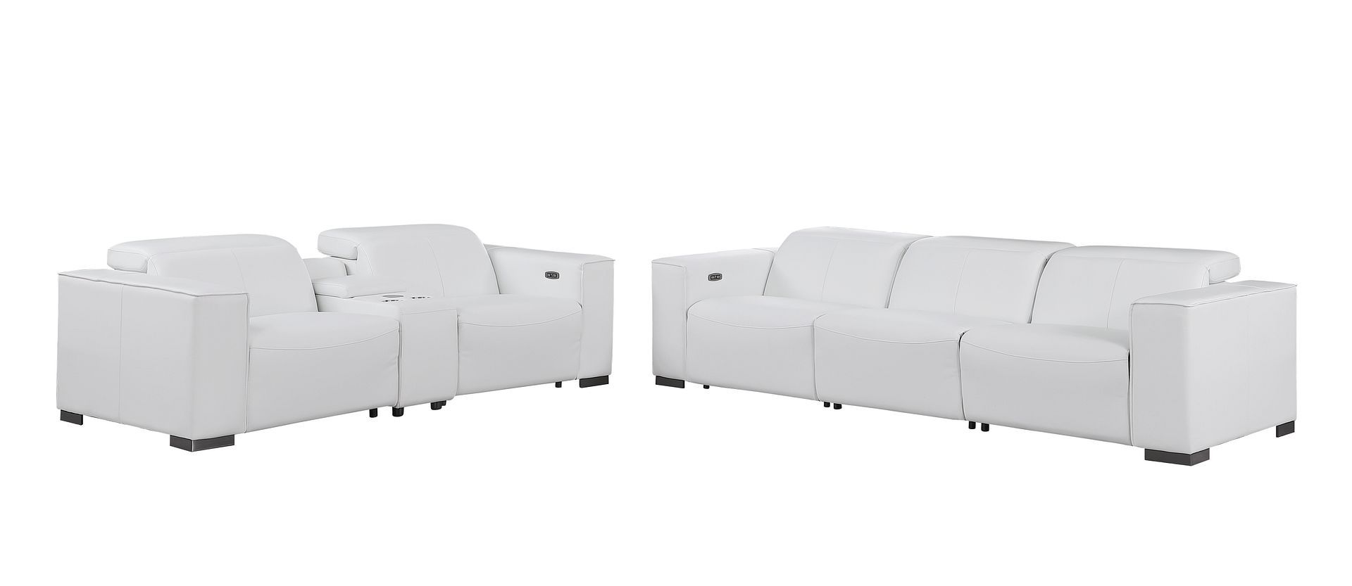 1208 - Leather Reclining Set (Sofa & Loveseat With 5 Power Recliners)