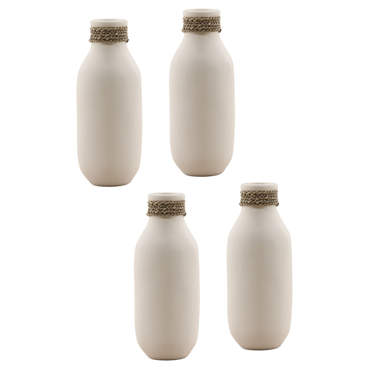 Flinton - Vase (Set of 4) - White And Natural