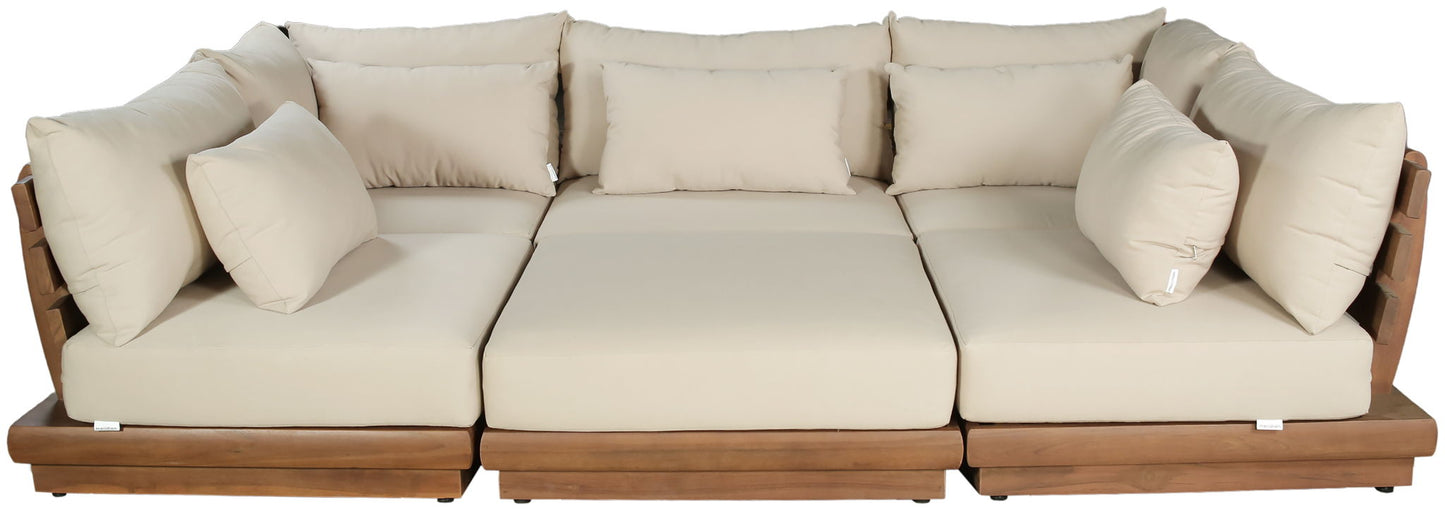 Mirella - 6 Piece Water Resistant Fabric Upholstered Outdoor Patio Modular Sectional