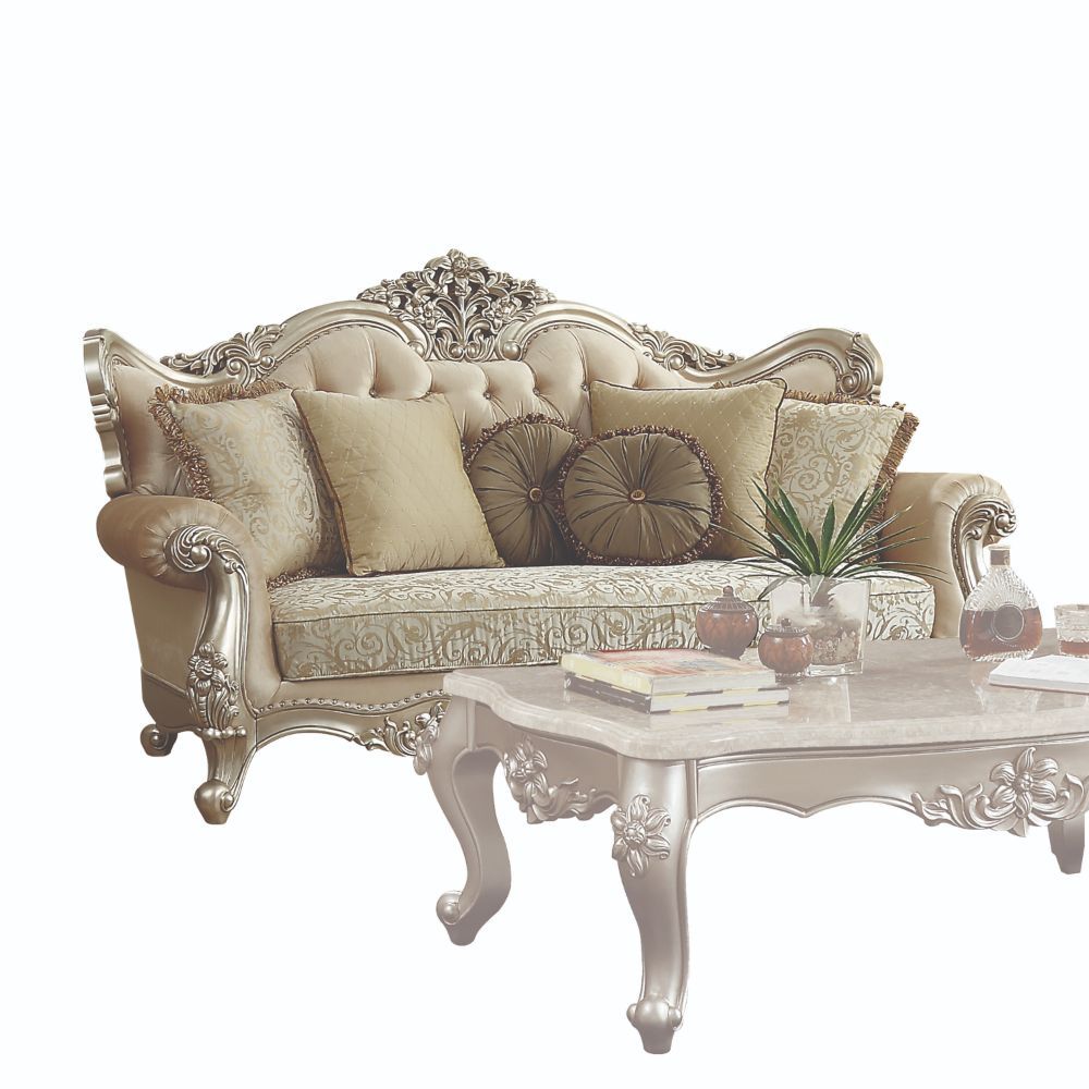 Bently - Sofa With 7 Pillows (Same Lv01579) - Fabric & Champagne