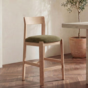 Oli - Counter Stool - Dark Green / Light Brown