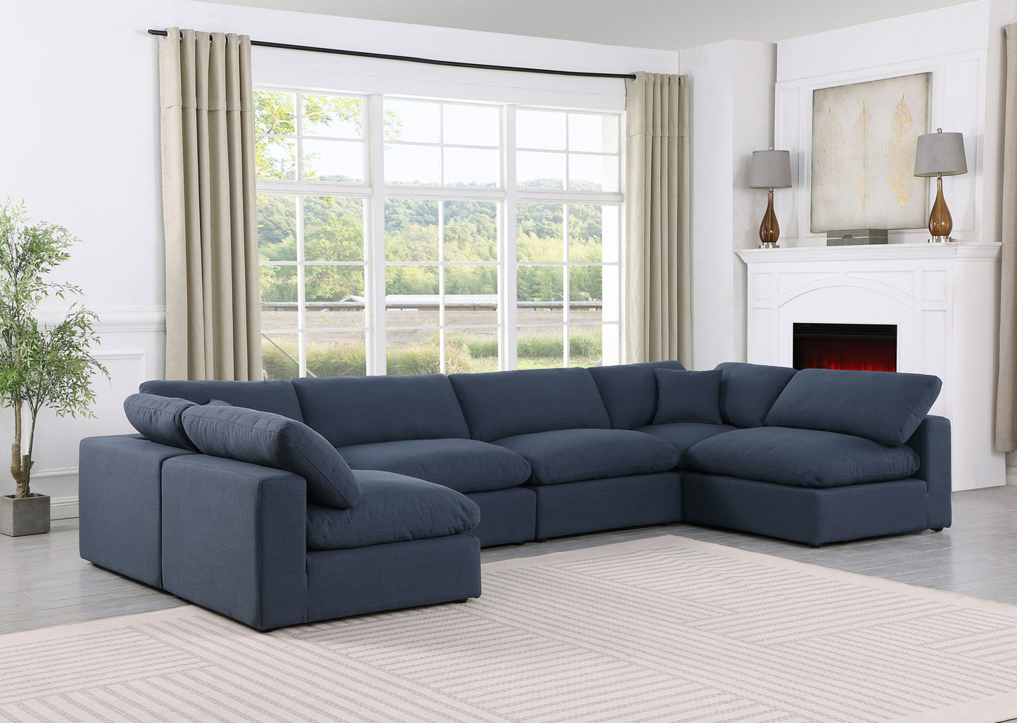 Comfy - 6 Piece Linen Modular Armless Sectional