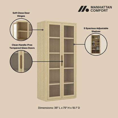 Rivington - Bookcase Cabinet With Glass Doors