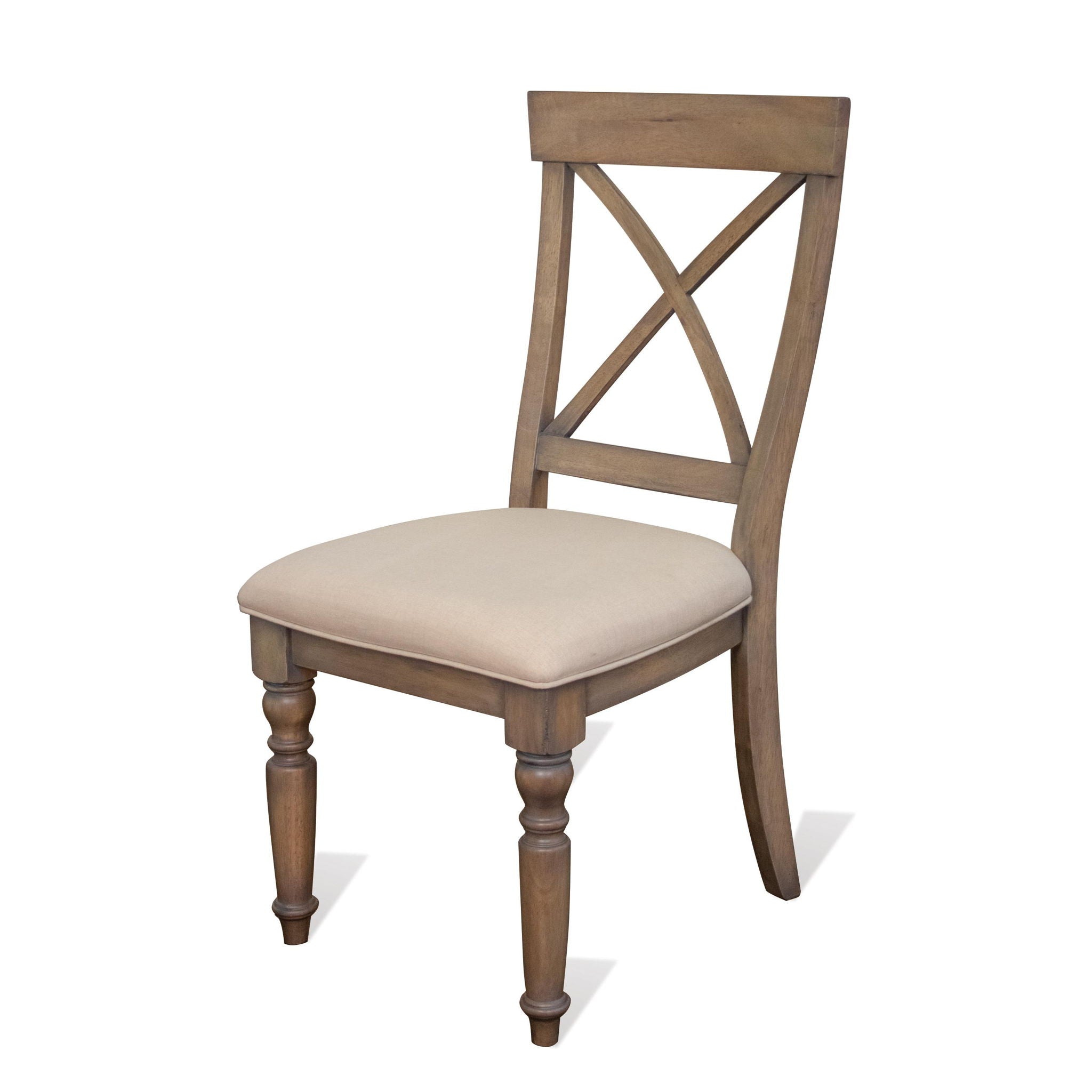 Aberdeen - X - Back Upholstered Side Chair (Set of 2) - Weathered Driftwood