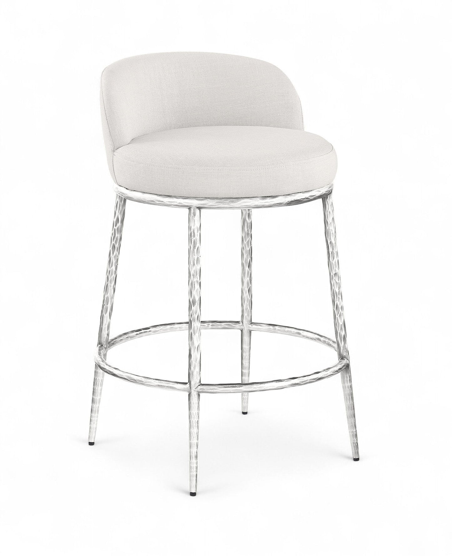 Ferro - Upholstered Counter Stool With Brushed Silver Base