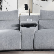 Fullar - Modular Console With Wireless Charger - Light Gary Chenille