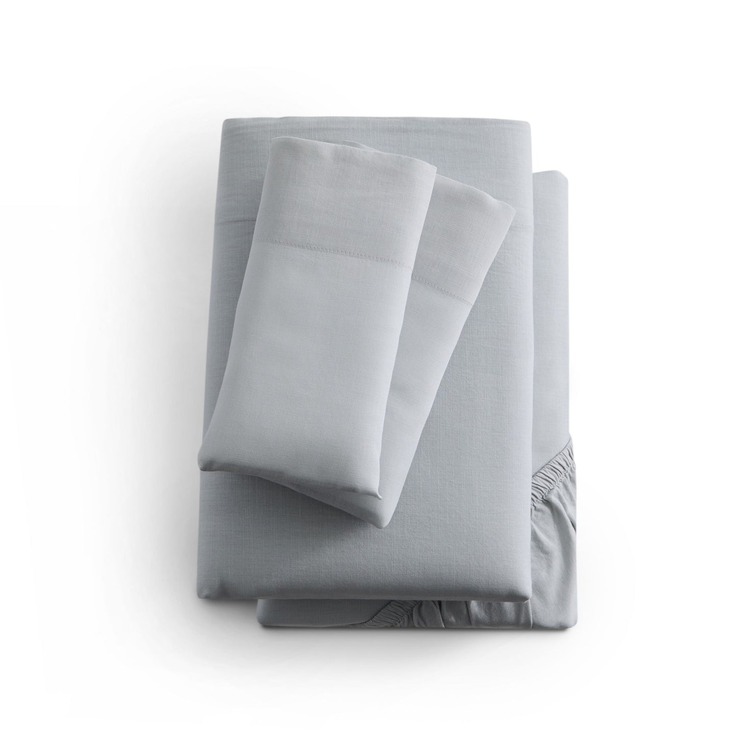 Linen-Weave Cotton Split California King Sheet Set - Fog