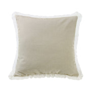 Charlotte - Burlap Lace Trim Square Pillow - Tan / Off-White