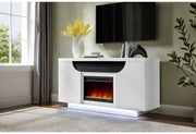 Aileen - 66" Entertainment Unit With LED, Speakers, Crystal Inserts And Pop Up Center Doors - White